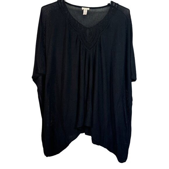 Chico's Black Crochet Trim Tunic Top L/XL - Picture 1 of 5
